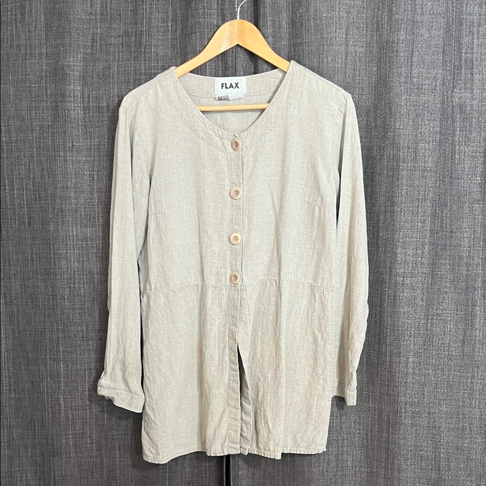 Flax size small beige 4 button cardigan coat linen